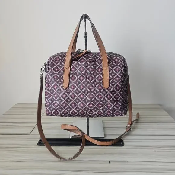 Fossil Sydney Satchel Geometric Pattern with Crossbody Strap - Picture 9 of 9